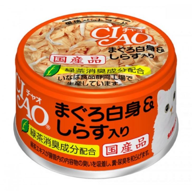 CIAO 白身 吞拿魚 + 白飯魚 貓罐 85g (A-02)