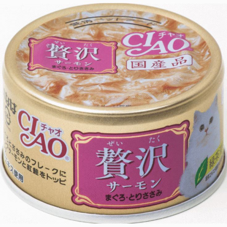 CIAO 贅沢 三文魚 + 吞拿魚 + 雞肉 貓罐 80g (A-143)