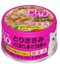 CIAO 雞肉 + 蟹柳棒 + 鰹魚節 貓罐 85g (A-17)