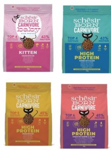 ＜購買正價貨品滿$300~可以優惠價$28換購＞ Schesir - Born Carnivore 高蛋白系列 無穀物 幼貓 或 成貓乾糧 255g一包