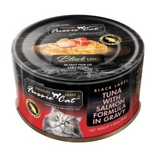 Fussie Cat 极品吞拿鱼+三文鱼 肉汁主食罐 (Tuna with Salmon Formula in Gravy) 貓罐头 80g