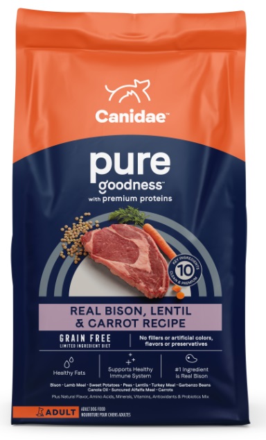 Canidae PURE 無穀物陸地成犬配方(美洲野 牛, 小扁豆&紅蘿蔔)  狗糧 10磅