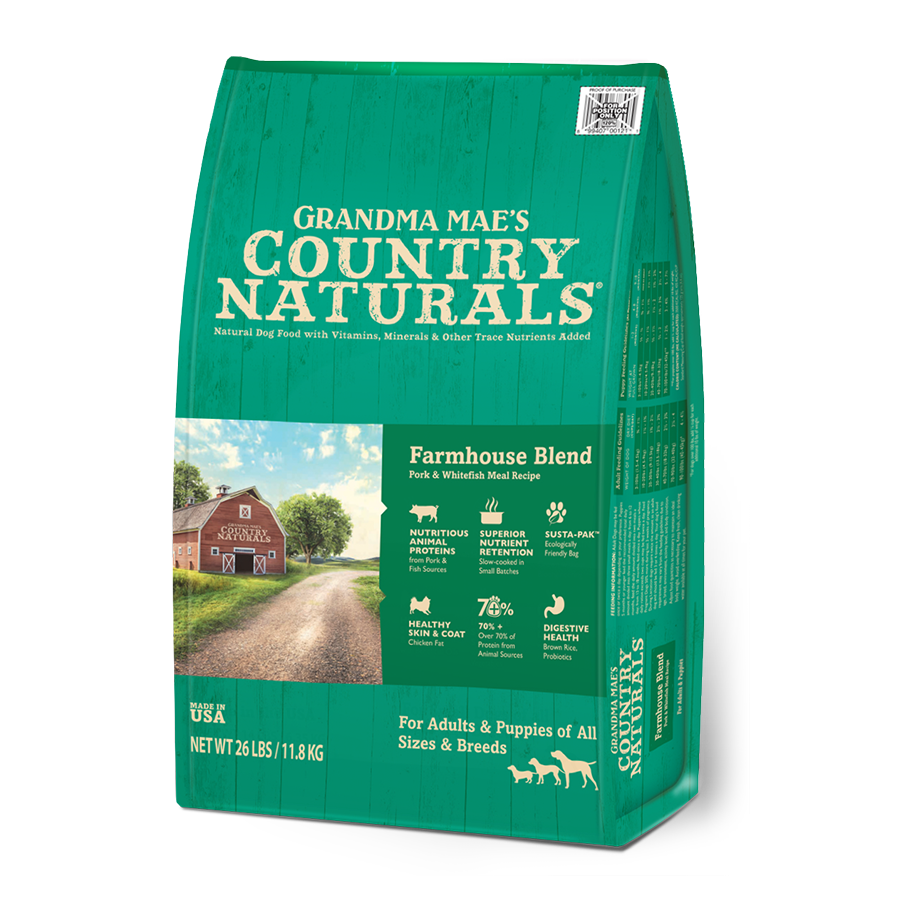 Country Naturals 燕麦系列 白鮭鱼尿道保护配方 狗粮 Farmhouse Blend Formula 14磅 (绿)
