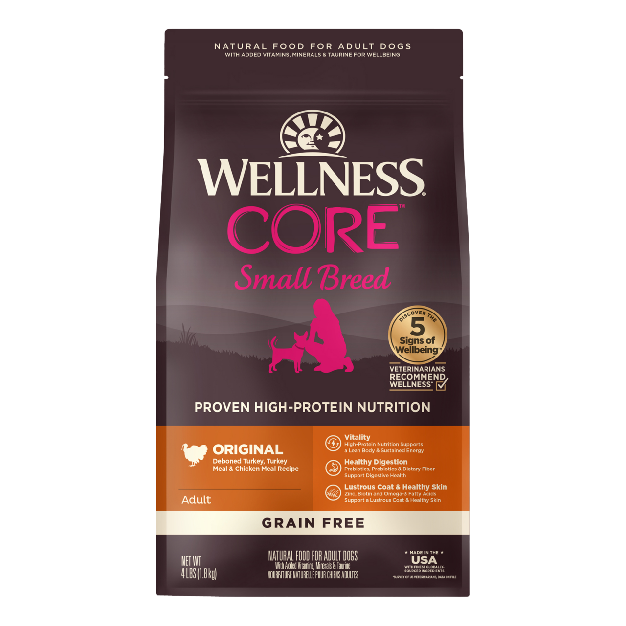 Wellness CORE Original 無穀物 Small Breed 小型成犬專用配方 狗糧 4磅 (88417)