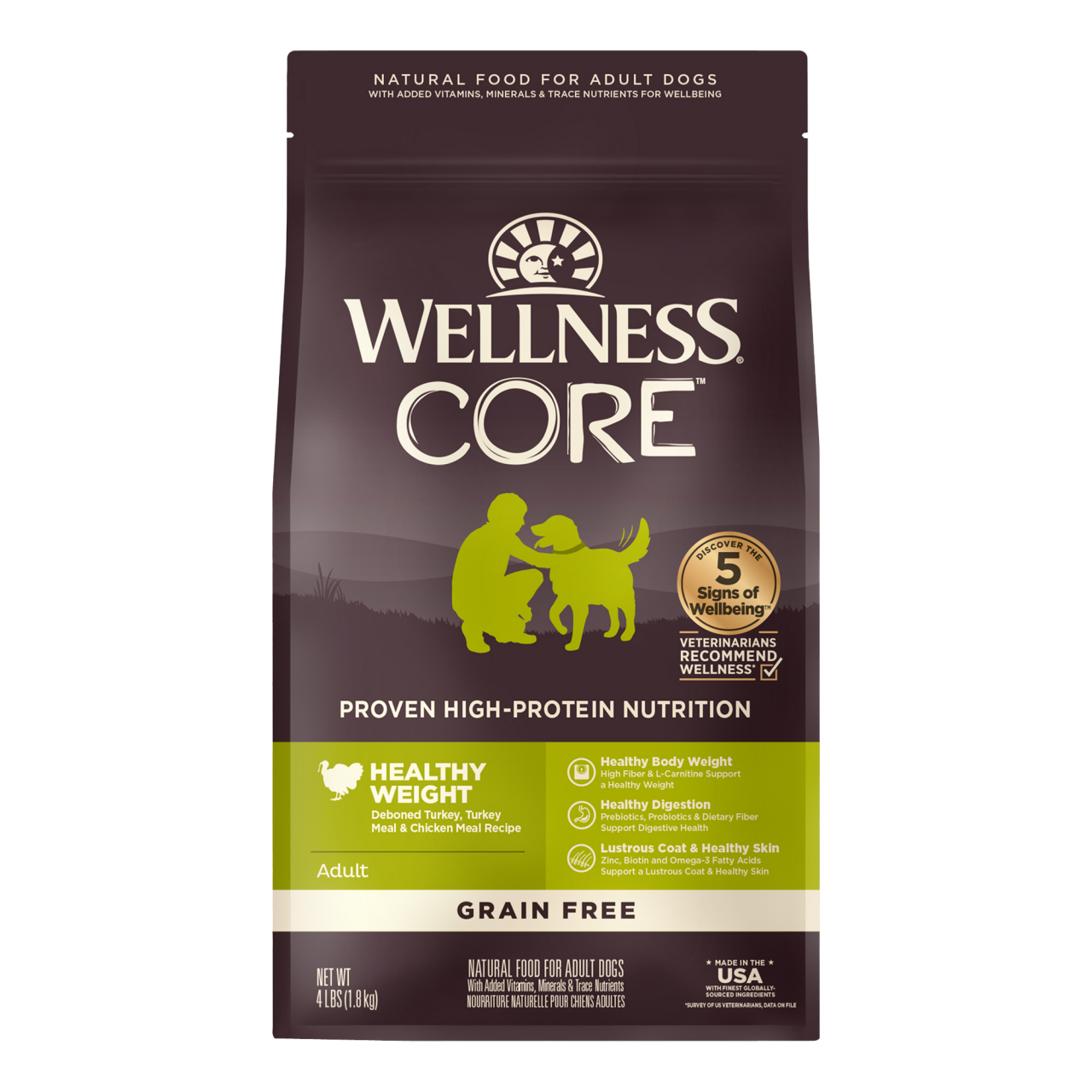 Wellness CORE Deduced Fat 无谷物 体重管理配方 狗粮 24磅 (88436)