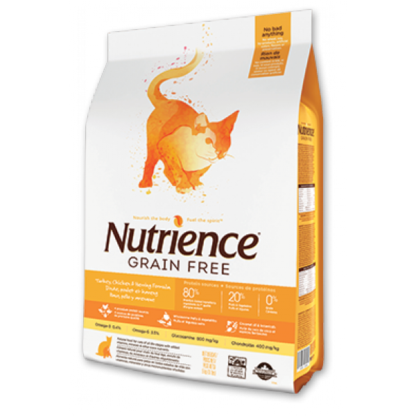 Nutrience 紐翠斯 無殼物 火雞+雞+鯡魚 全貓糧 2.5kg (5.5lb) (橙白)