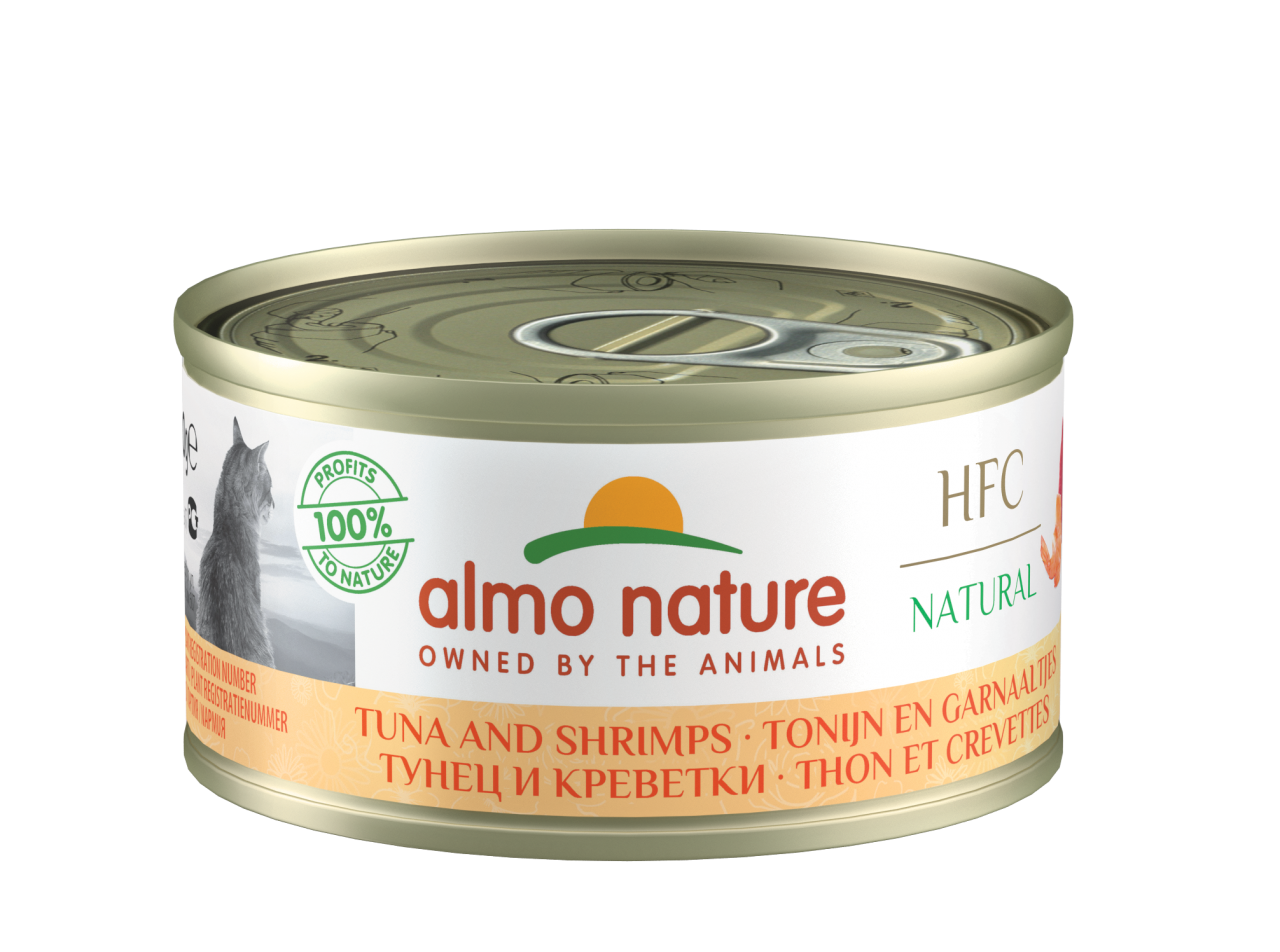 Almo Nature HFC Natural 吞拿魚+鮮蝦 貓罐頭 70g (9023)