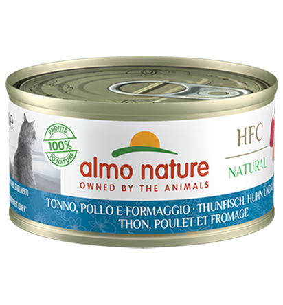 Almo Nature HFC Natural 吞拿鱼+鸡肉+奶酪 貓罐头 70g (9080)