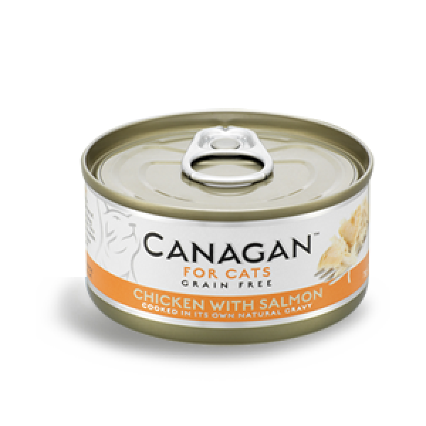 Canagan 原之選 無穀物 雞肉+三文魚 配方 貓罐頭 75g (橙黃色)