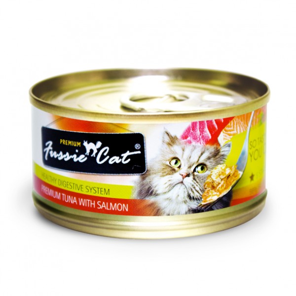 Fussie Cat 吞拿鱼 + 三文鱼 (Tuna with Salmon) 罐头 80g