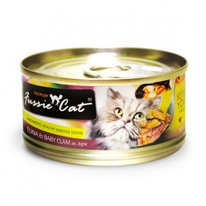 Fussie Cat 吞拿魚+ BB蜆 (Tuna with Clam) 貓罐頭 80g