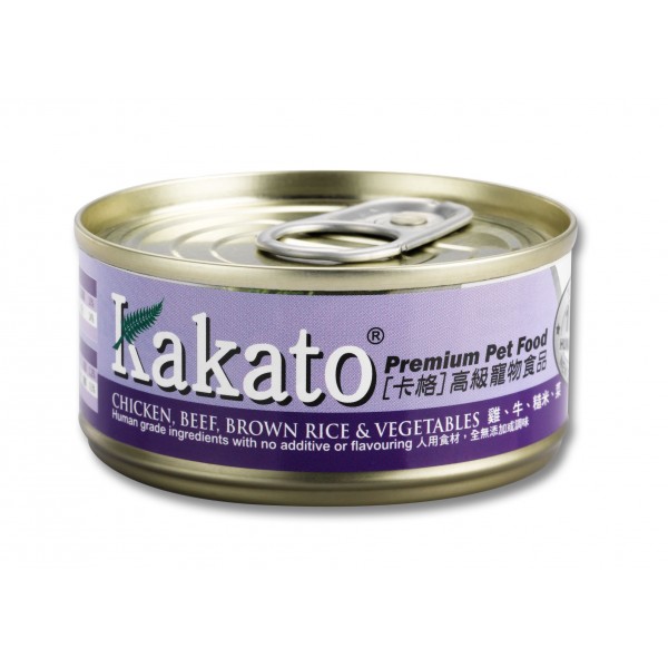 Kakato 卡格 鸡 + 牛 + 糙米 + 菜 Chicken, Beef, Brown Rice & Vegetables 貓狗罐头 70g (703)