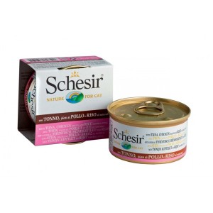 Schesir 水煮系列 吞拿魚 + 雞肉飯 貓罐頭 85g (175/4080)