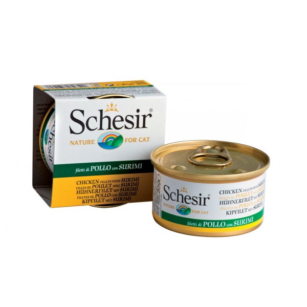 Schesir 啫喱系列 雞肉絲 + 蟹肉飯 貓罐頭 85g (161/4041)