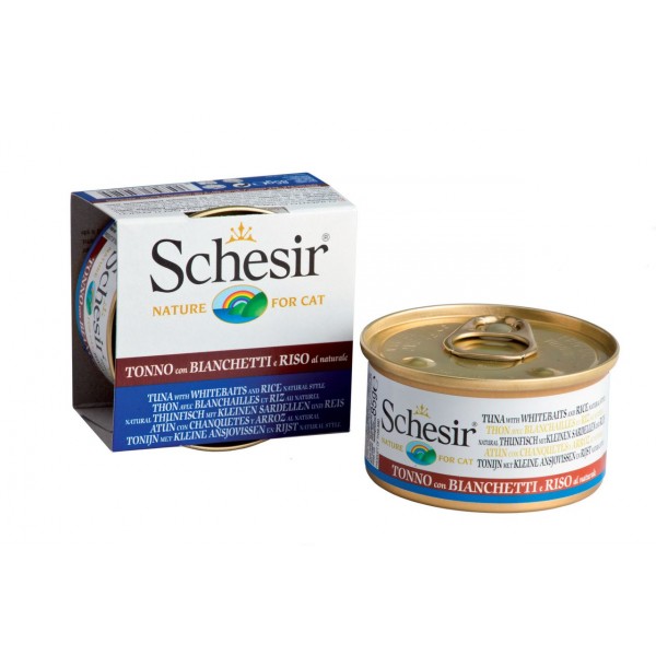Schesir 水煮系列 吞拿魚 + 白飯魚飯 貓罐頭 85g (177/4082)