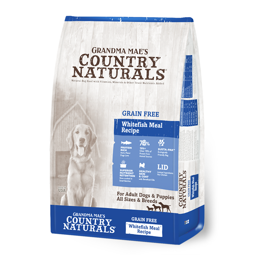 Country Naturals 无谷物 三文鱼+白鮭鱼护心配方 狗粮 12磅 (白底蓝袋)