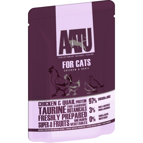 AATU  全配方貓湿粮包 鸡+鹌鹑 85g (紫色)