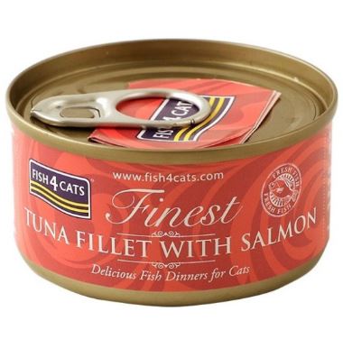 Fish4Cats 吞拿魚塊 + 三文魚 (Tuna Fillet with Salmon) 貓罐頭 70g