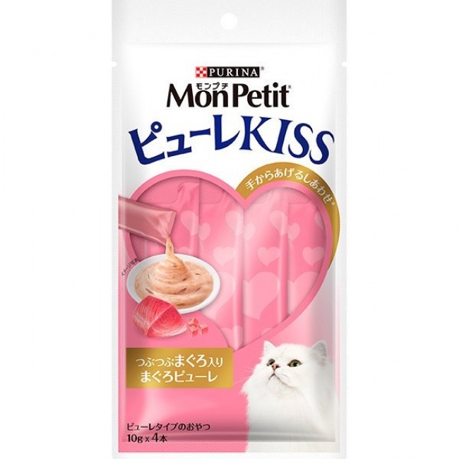 Mon petit puree kiss 吞拿魚醬伴粒粒吞拿魚肉 (10g x 4支) (粉紅)