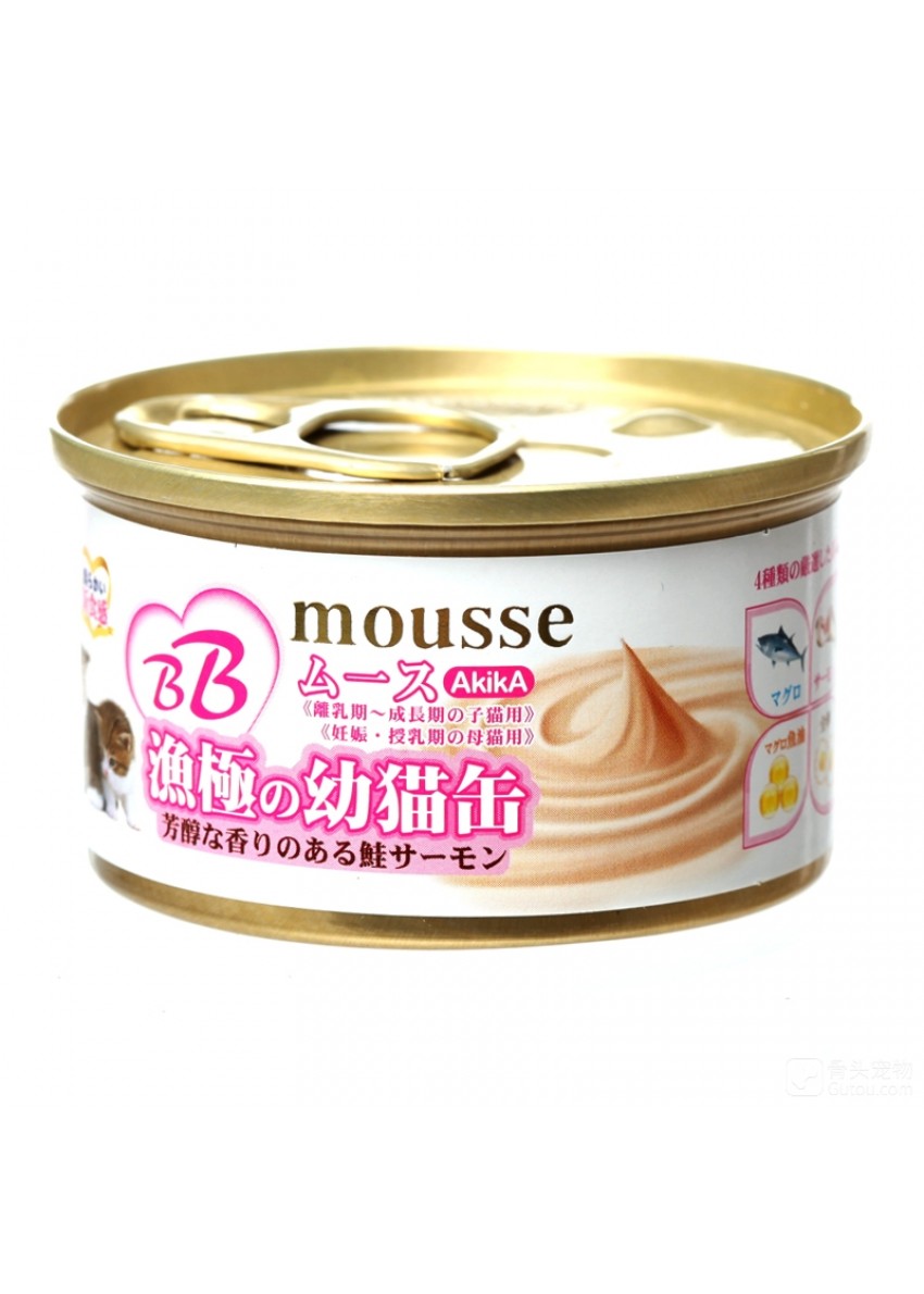 Akika 漁極 (Salmon Mousse)三文魚慕斯 (Kitten)幼貓罐頭 85g (AM32)