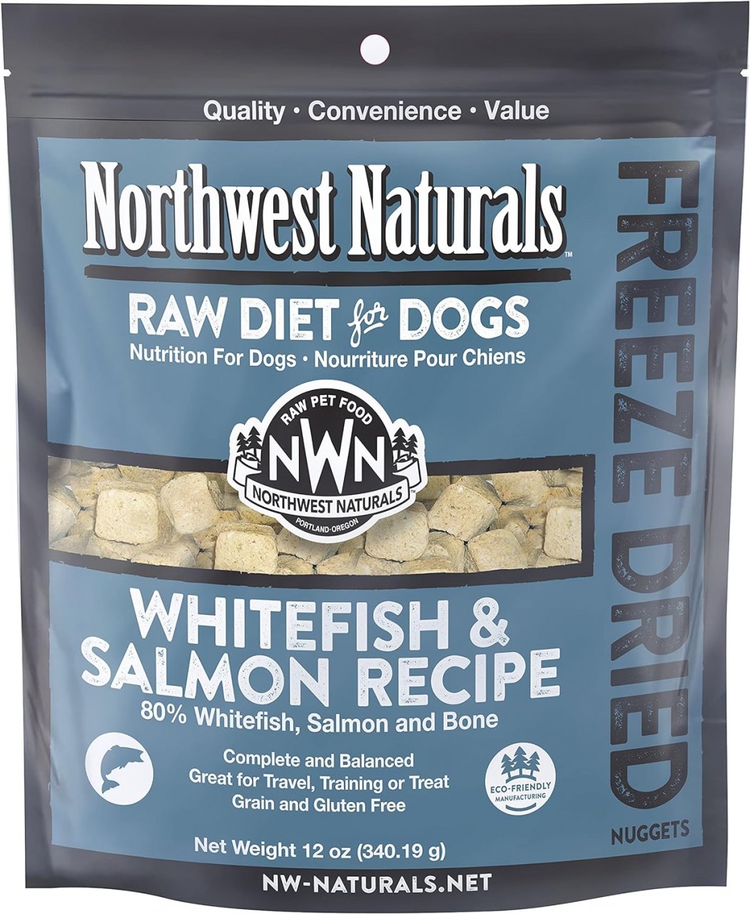 Northwest Naturals 脫水白魚+三文魚凍乾犬糧 340g