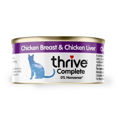 Thrive 脆樂芙 Complete 鮮雞胸肉+雞肝 貓主食罐 75g x12罐原箱優惠