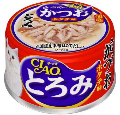 CIAO 浓汤 鸡肉+鰹鱼+元贝味 貓罐 80g (A-44)