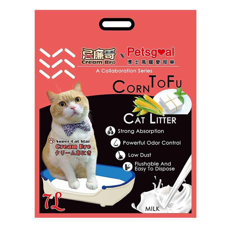 Petsgoal X 忌廉哥 粟米豆腐貓砂 原味 18L x3包 (原箱优惠)