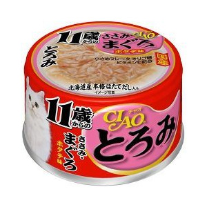 CIAO 濃湯 (11歲老貓) 雞肉+吞拿魚+元貝味 貓罐 80g (A-46)