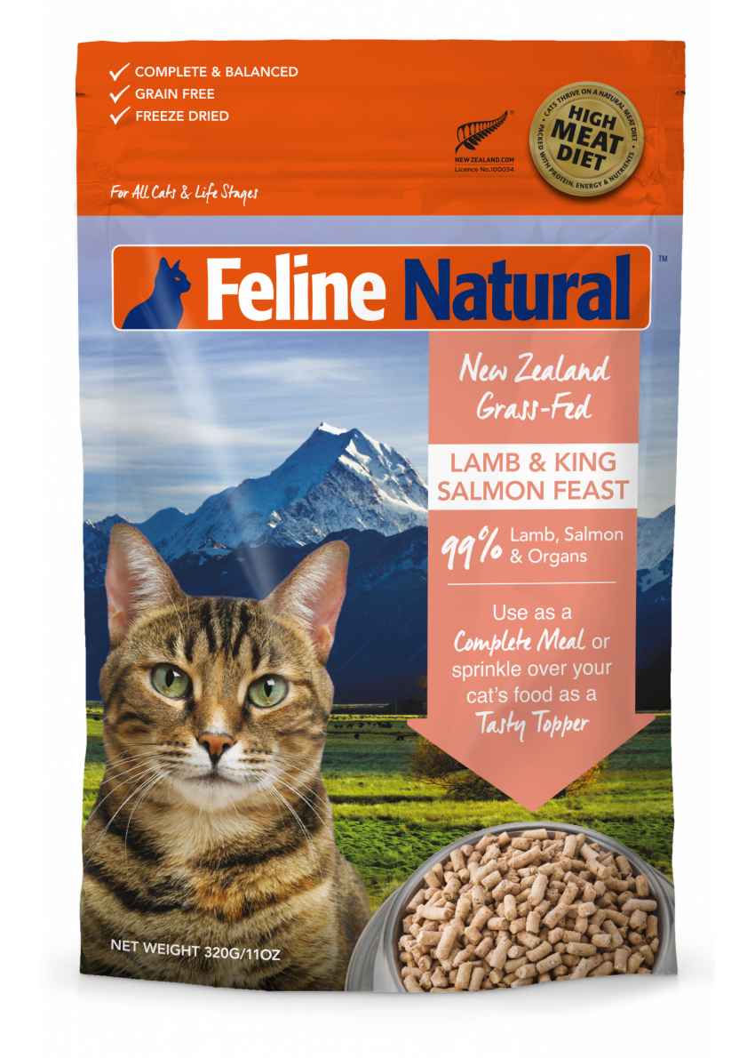 K9 Feline Natural 羊肉+三文魚盛宴 凍乾脫水貓糧 320g (粉紅) (F9-LS320)