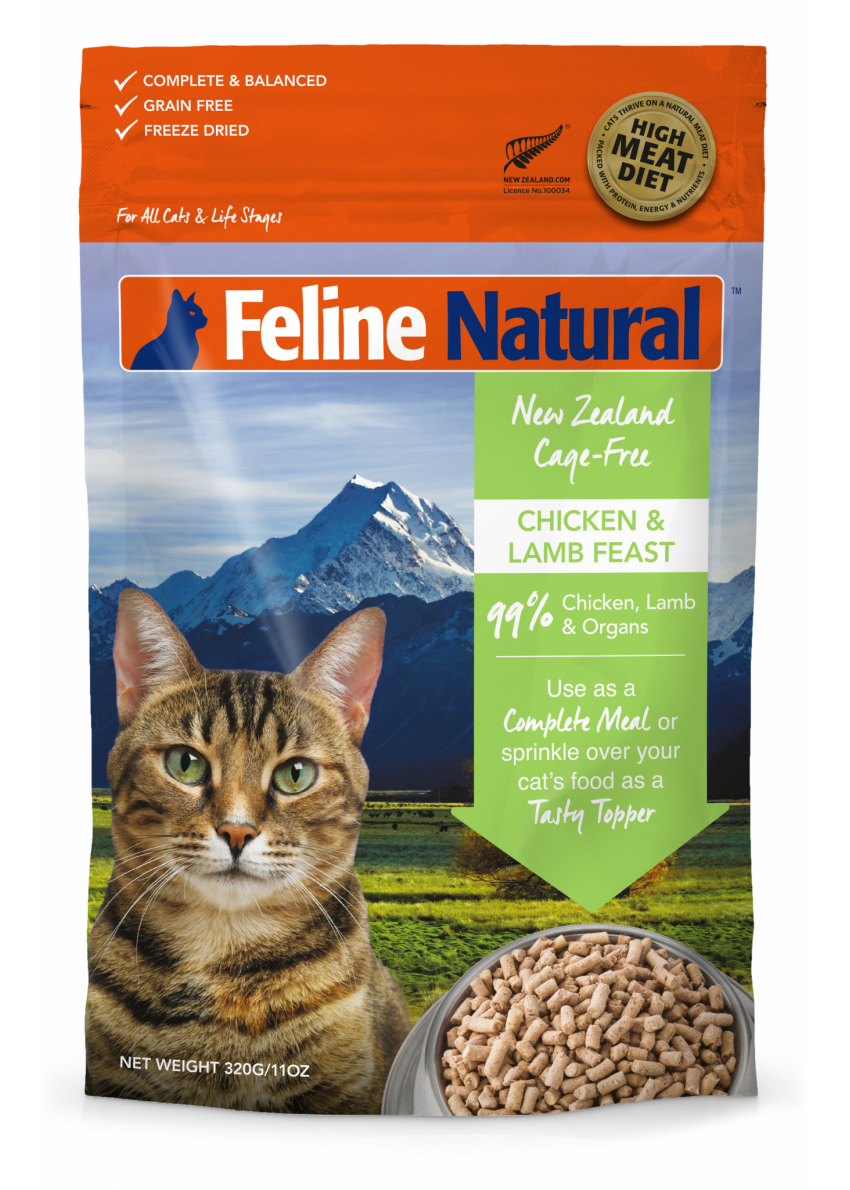 K9 Feline Natural 雞肉+羊肉盛宴 凍乾脫水貓糧 320g (粉綠) (F9-CL320)
