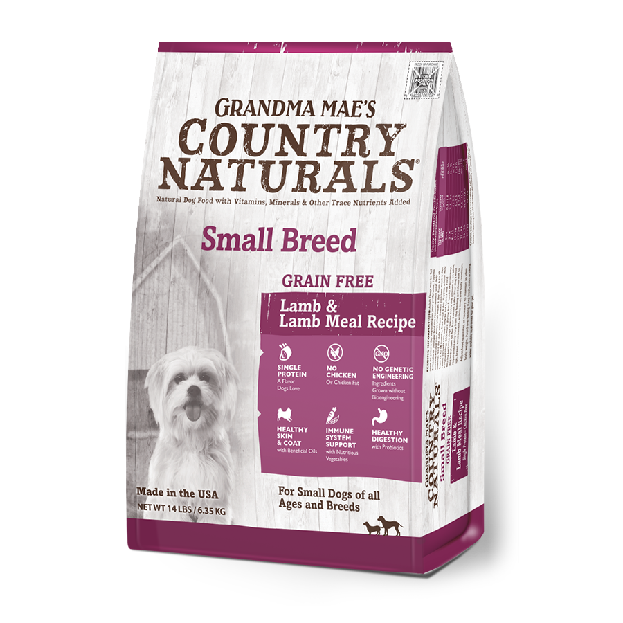 Country Naturals 无谷物 羊肉中小型犬亮毛配方 狗粮 (适合任何年龄、低运动量的中小型犬种) 4lb (白底紫红袋)