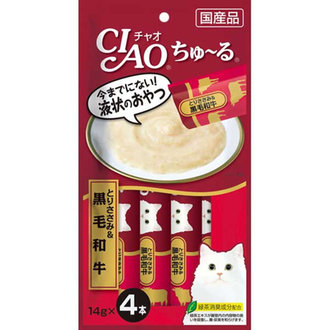Ciao SC-144 雞肉+黑毛和牛醬 綠茶消臭配方 (14gx4) x2包優惠