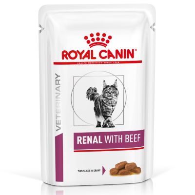 [凡購買處方用品, 訂單滿$500或以上可享免費送貨]　　Royal Canin - Renal (RF23) 腎臟獸醫配方 (牛肉味) 貓濕包 85克 x12包