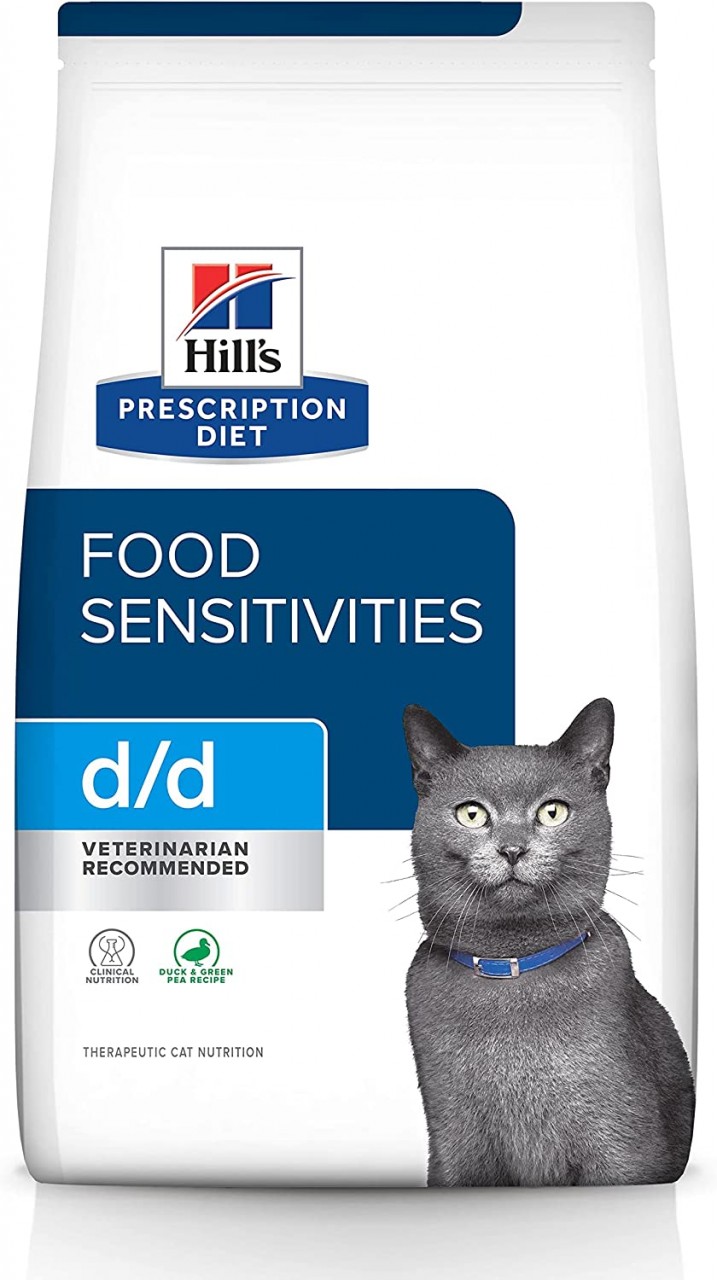 [凡購買處方用品, 訂單滿$500或以上可享免費送貨] Hill's d/d 皮膚/食物敏感 (鴨味) 獸醫配方乾貓糧 3.5磅