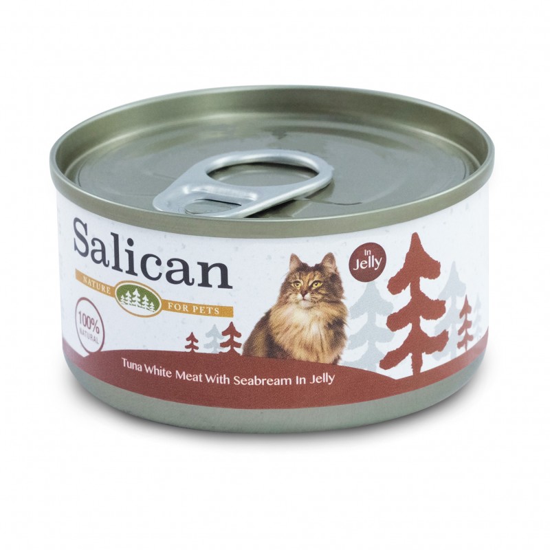 Salican 挪威森林 白肉吞拿魚 + 鯛魚 (啫喱) 貓罐頭 85g