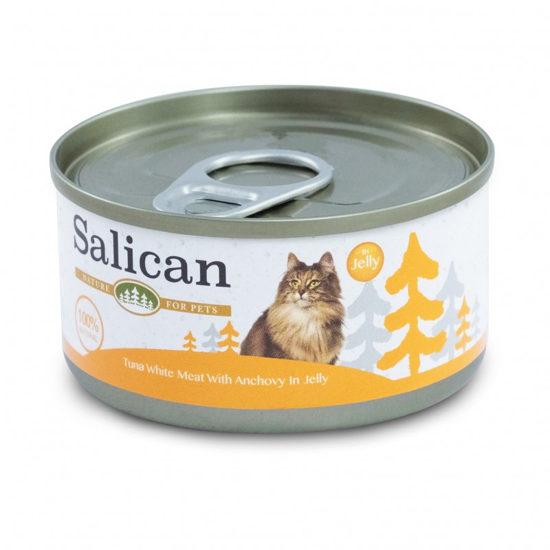 Salican 挪威森林 白肉吞拿魚 + 鯷魚 (啫喱) 貓罐頭 85g