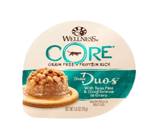 Wellness Core Divine Duos 雙重滋味杯 吞拿魚茸+三文魚肉丁 (5205) 2.8oz x12罐優惠