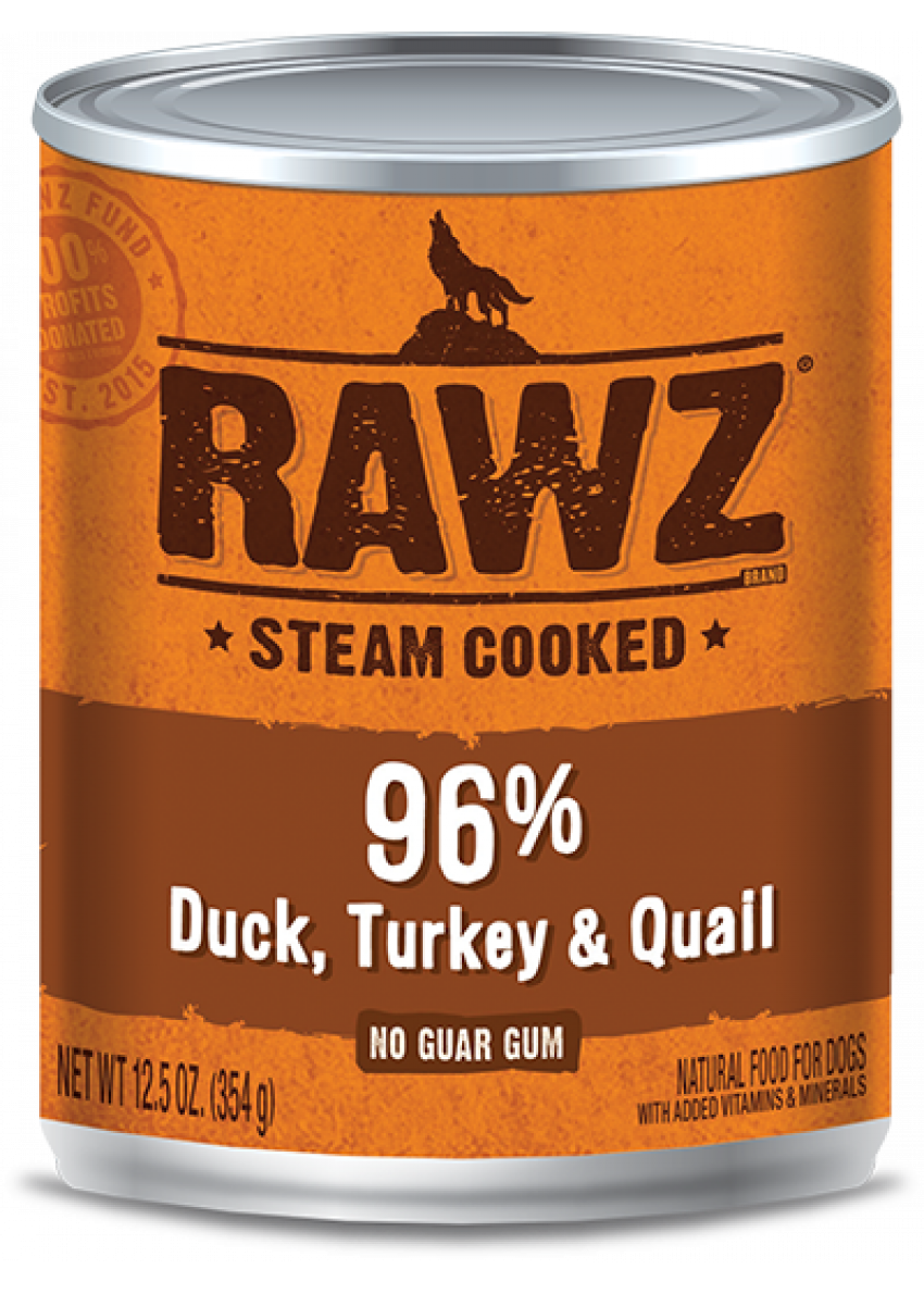 Rawz 96% Duck Turkey & Quail Pate  鸭、火鸡及鹌鹑全犬罐头 354g x 12罐 原箱优惠