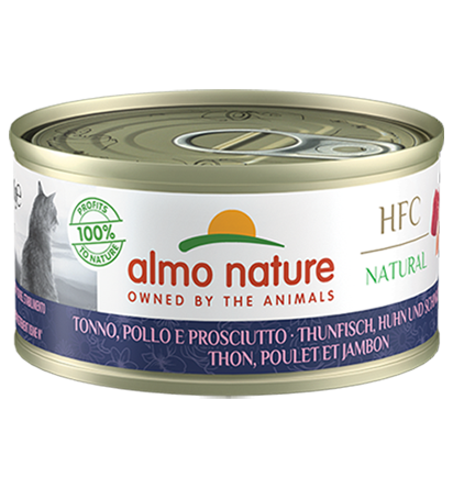 Almo Nature HFC Natural 吞拿魚, 雞肉, 火腿 貓罐頭 70g (9081)