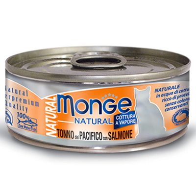 Monge 野生海鱼系列 - 黃鳍吞拿鱼配三文鱼 貓罐 80g