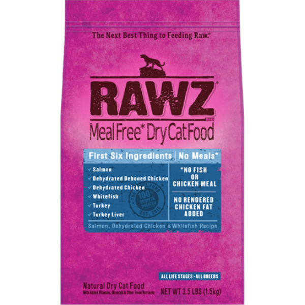 Rawz 無穀物 低溫烘焙三文魚+脫水雞肉+白肉魚 貓糧 7.8lb (藍) x 4包優惠