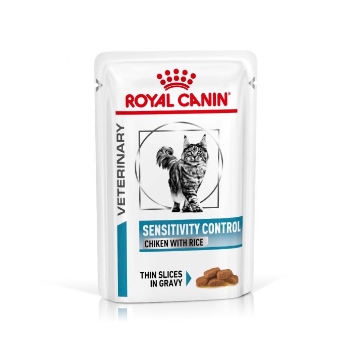 [凡購買處方用品, 訂單滿$500或以上可享免費送貨]　　Royal Canin - Sensitivity Control (SC29) 低敏配方 (雞+飯) 處方貓濕包 85g x12包