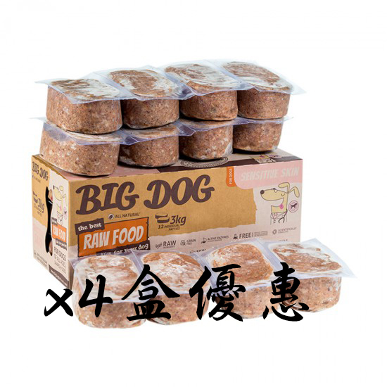 Big Dog 急冻生肉狗粮 Sensitive Skin 皮膚护理配方 3kg (12件) x4盒优惠