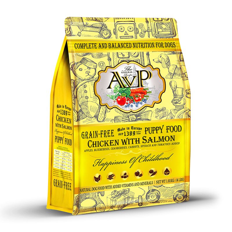 AVP 鮮肉無穀物蔬果 雞肉+三文魚迷你顆粒 幼犬糧 12磅