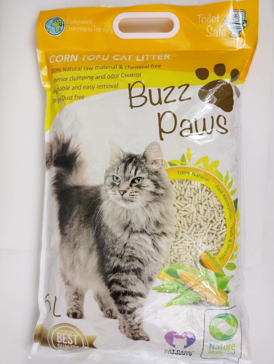 (貓砂) <<限量1箱>>　Buzz Paws 栗米豆腐砂 6L X 6包優惠 (共一箱)