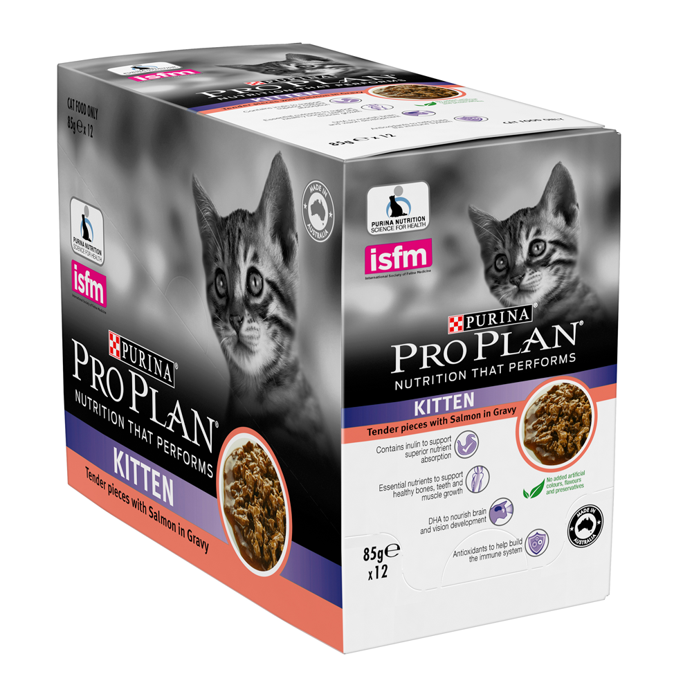 Pro Plan 幼貓配方 濕包 (醬汁三文魚) 85g x 12包原盒同款優惠