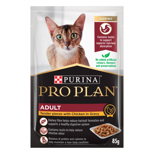 ＜購買正價貨品滿$300~可以優惠價$8換購＞ Pro Plan 成貓配方 濕包 (醬汁雞肉) 85g 到期日：09/2026