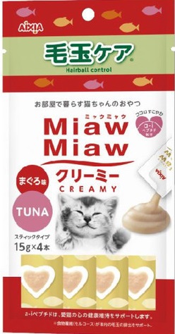 Aixia Miaw Miaw MMCM8 吞拿鱼味 去毛球肉泥貓小食 (15g x 4支)