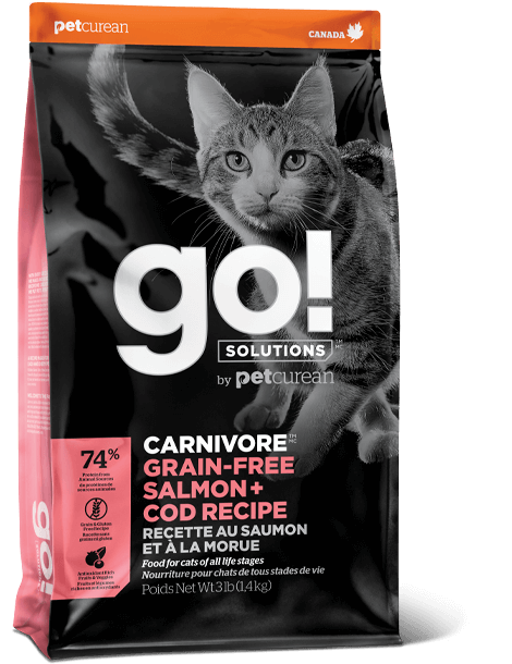 GO! Solutions 活力营养系列 CARNIVORE 无谷物三文鱼鱈鱼 貓粮 8磅 (粉红)